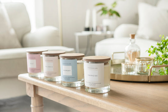 Wellbeing candles scent energise workout candle balance rest moment candles for home home workouts aromas for wellbeing and health