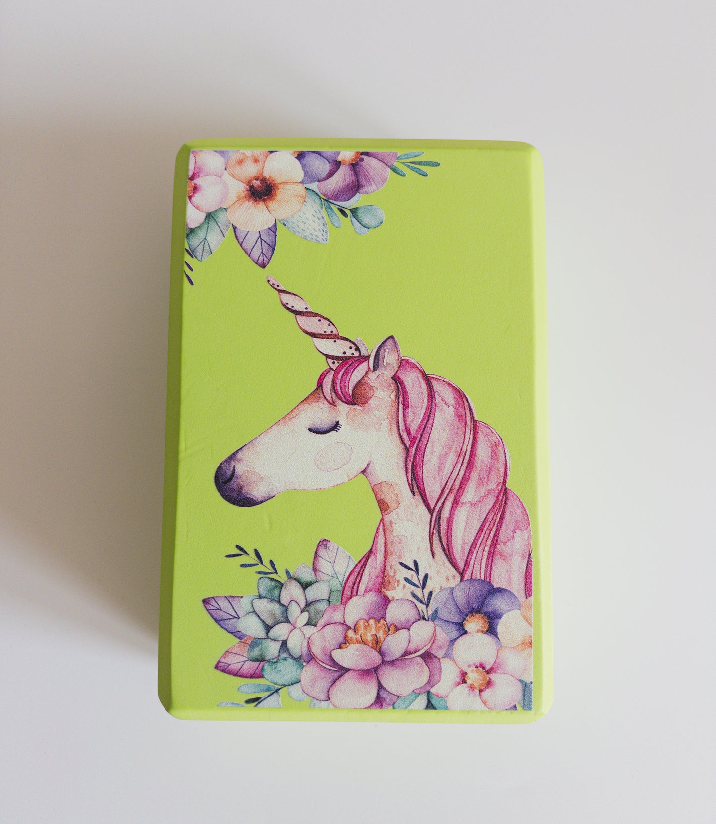 Children’s yoga block green unicorn