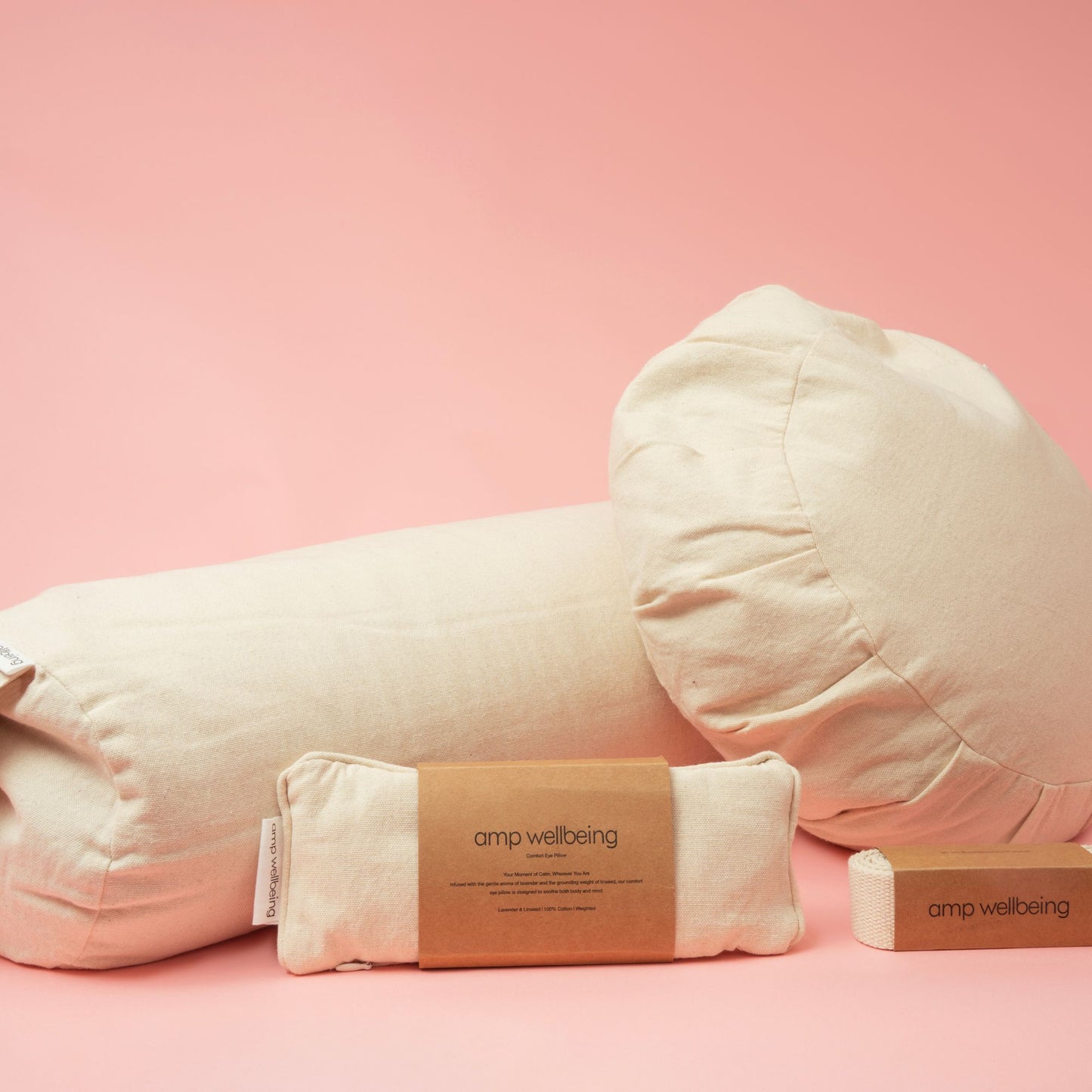 Amp Wellbeing lavender eye pillow meditation zefu cushion and yoga bolster set