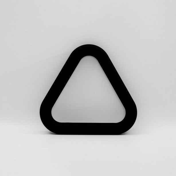 A black coloured weighted triangle-shaped dumbbell 