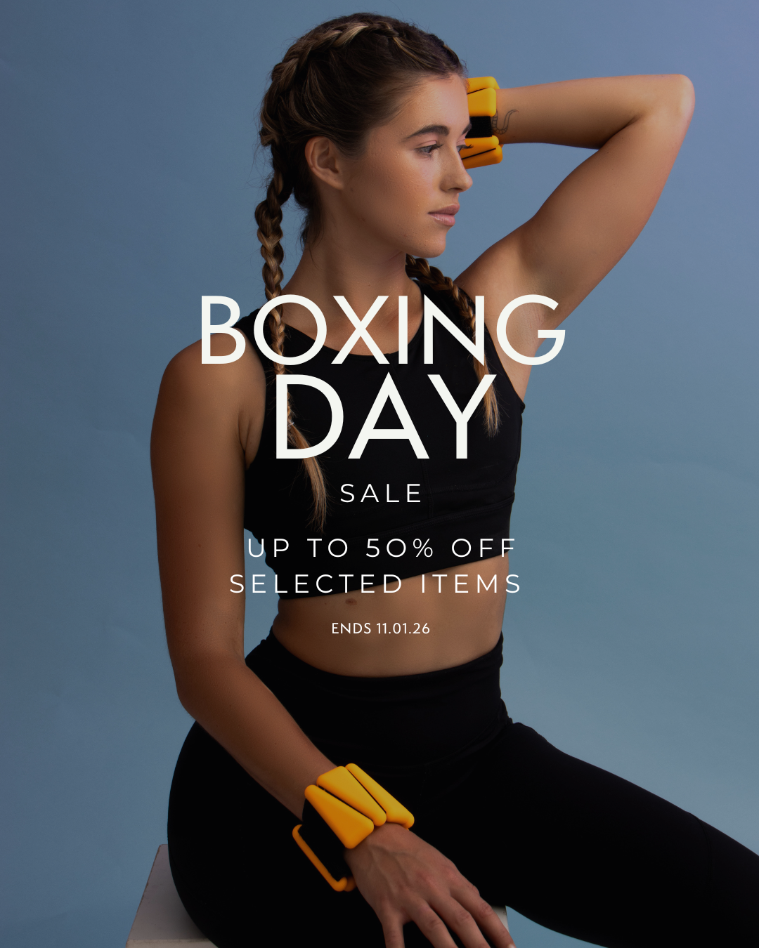 Boxing Day sale neon orange wrist ankle weights mobile