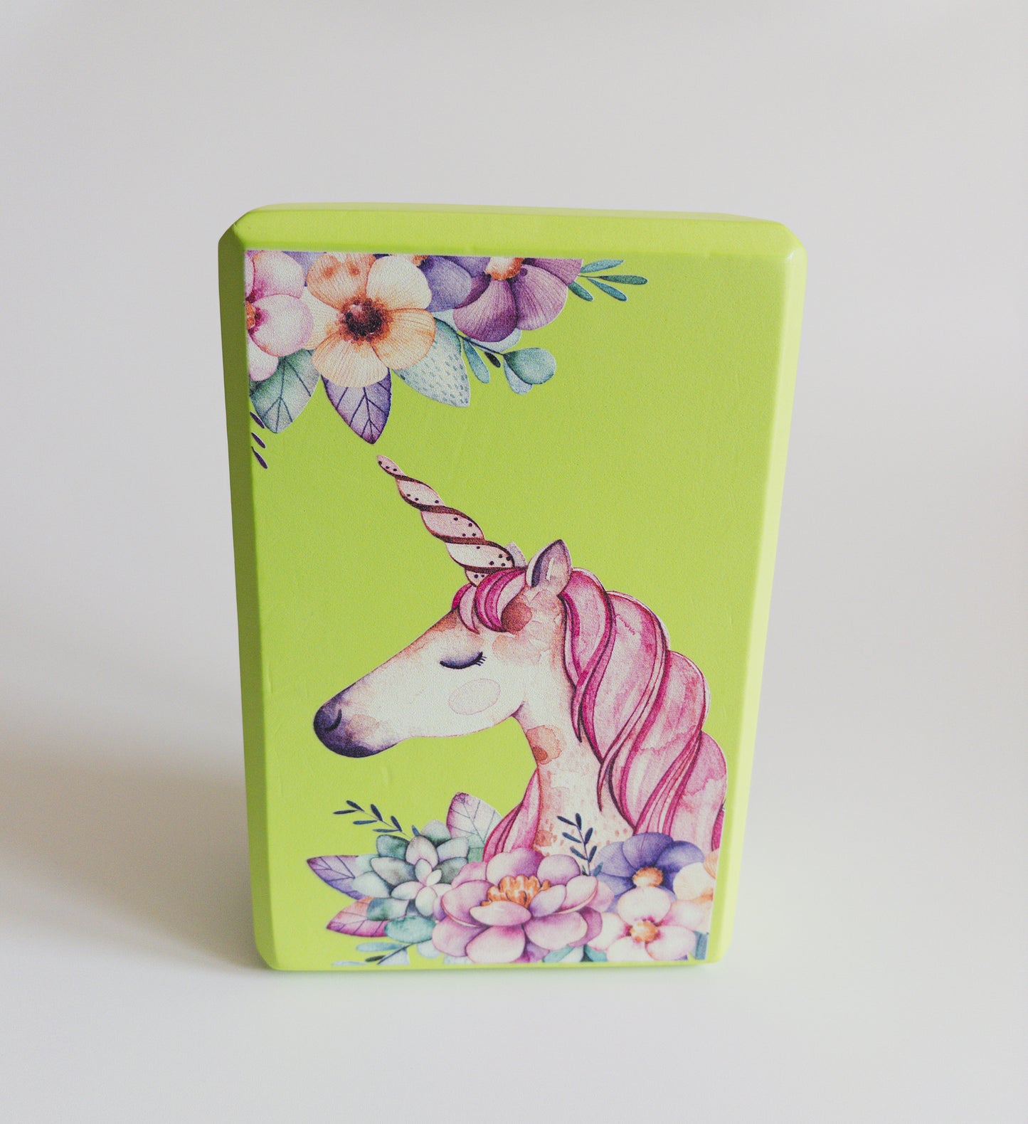 Children’s yoga block green unicorn