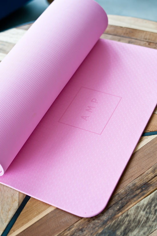 Pink fitness mat recycled TPE cushioned 