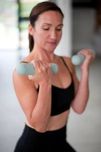 Load image into Gallery viewer, Dumbbell Strength bars - weights sage green - Ampwellbeing
