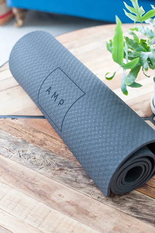 Load image into Gallery viewer, Fitness and yoga mat - eco-friendly TPE black - Ampwellbeing
